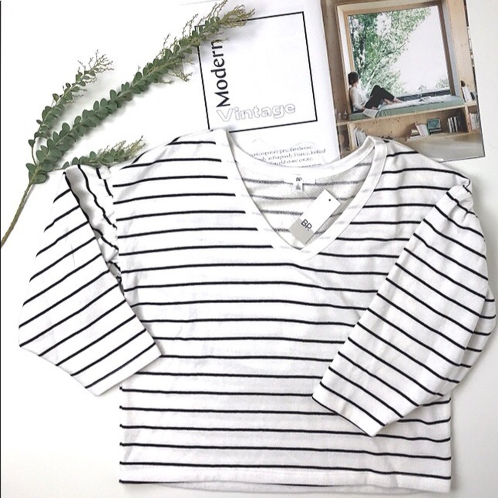 Terrycloth striped sweatshirt with ruffle sleeves - Picture 1 of 5